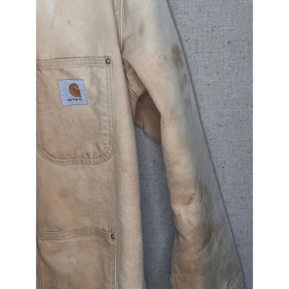 Carhartt Chore Coat Tan Mens Workwear Heavy Duty Canvas Blanket Lined Jacket - Picture 2 of 15